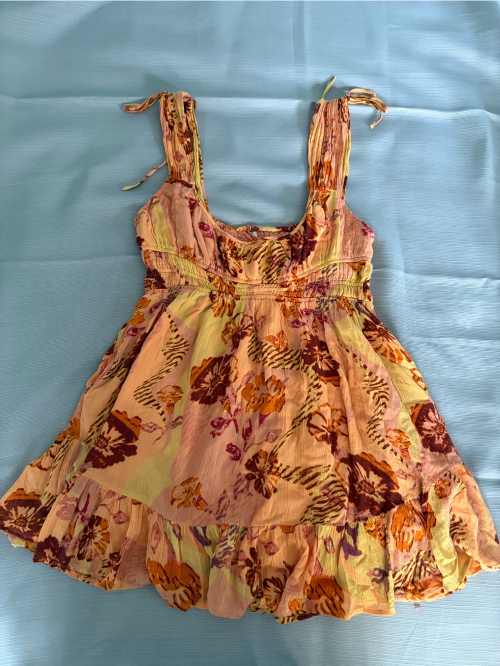 Free People Peach Floral Tie-Shoulder Camisole